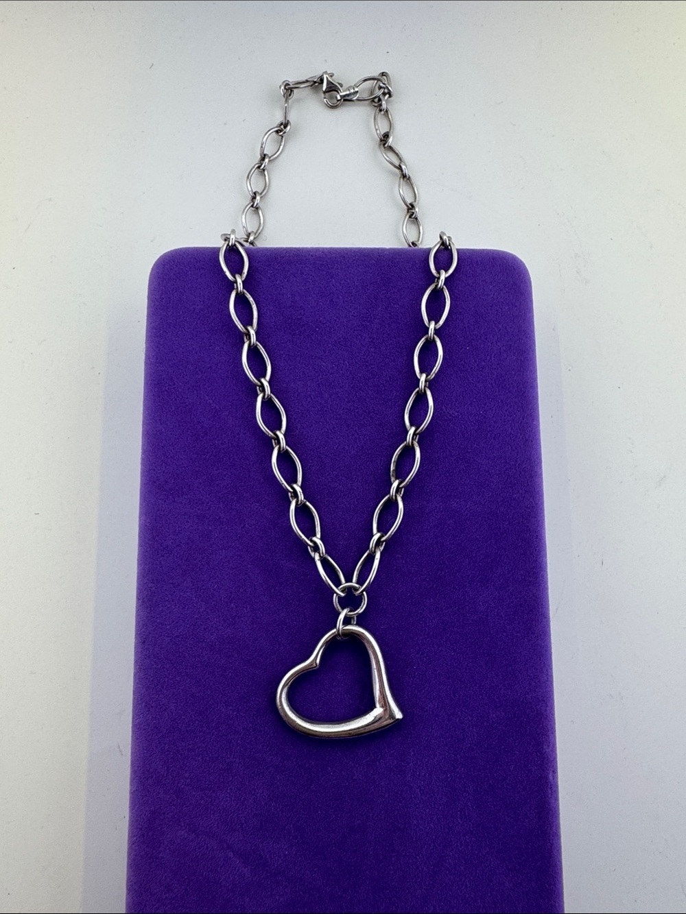 💛 Classic Sterling Silver Open Heart Pendant Chain Necklace | Y2K Luxury
